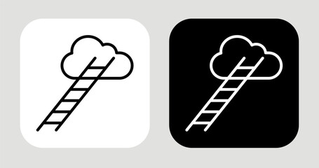 Beyond Cloud Icon In Black and White Line Style