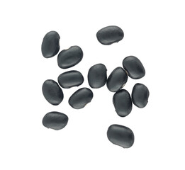 top view kidney black bean isolated white background. dry seed falling, an Agricultural plant in nature. grain bean, health food
