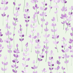Elegant lavender seamless pattern. Lavender flowers hand drawn with watercolor. Floral lavender background for textile, fabric, clothing, packaging © balena