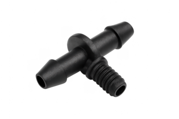 Black plastic t-piece barb hose connector fitting