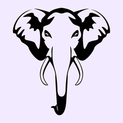 Majestic Elephant Head Silhouette - A Striking Symbol of Strength and Wisdom