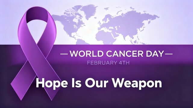 The purple ribbon paired with the slogan "Hope Is Our Weapon" represents the belief in fighting cancer with hope, and is suitable for patient motivation or promotion of anti-cancer activities.
 - Powered by Adobe