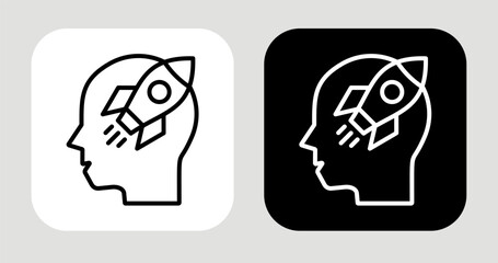 Mind Launchpad Icon In Black and White Line Style