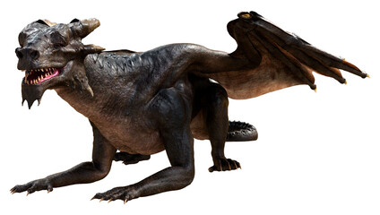 3D Rendering Fairy Tale Dragon on White