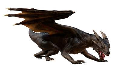 3D Rendering Fairy Tale Dragon on White