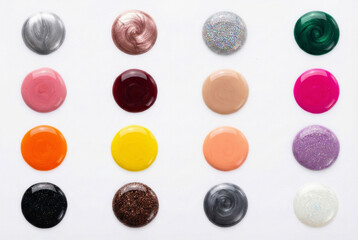 Assorted Fashionable Nail Art Color Palette Top View