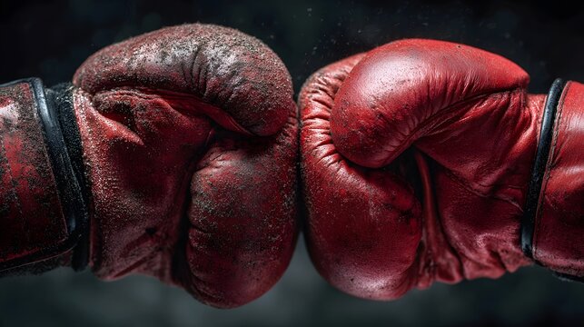 Realistic fighters touching gloves before sparring - Powered by Adobe