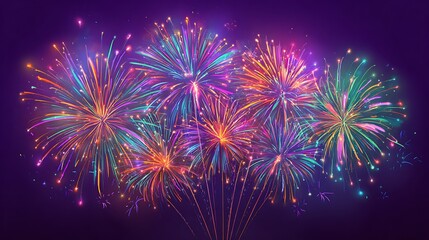 Fototapeta premium Colorful Cartoon Fireworks for Holiday Advertising 