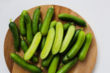 Fresh green organic mini baby bucumbers