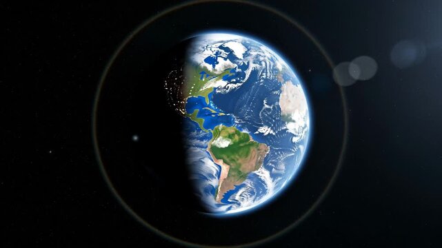 Earth from Space Day Night Transition Orbiting Planet Globe Celestial Sphere Cosmic View