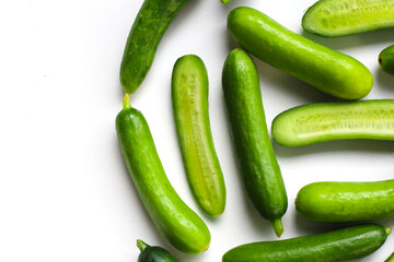 Fresh green organic mini baby bucumbers