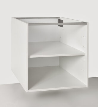 Compact 60 cm white wall-mounted kitchen shelf with two open shelves, ideal for minimalist storage and display.