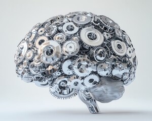 An ultradetailed human brain constructed entirely from metallic gears
