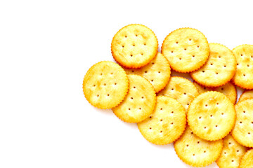 Round cracker isolated on white background