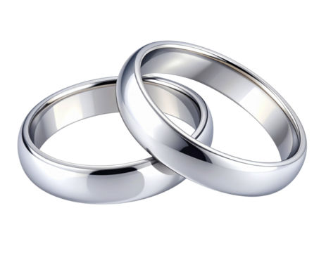  - Interlocked Silver Wedding Rings Illustration, Symbol of Unity, Transparent PNG 