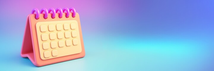 Colorful desk calendar with spiral binding on gradient background, ideal for scheduling mockup or date planning design template with copyspace. Ai generative