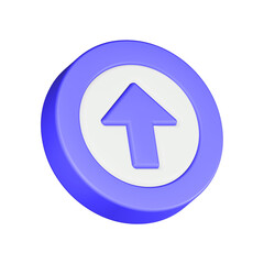 3d rendering icon up arrow blue button