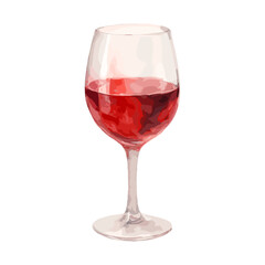Red Wine Glass Vector Illustration with Soft Gradient Effect