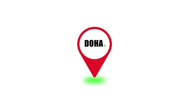 Doha Location Pin Animation &ndash; GPS Map Marker, Navigation Pointer, Travel Destination Indicator