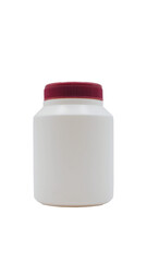 Generic White Round Container with a Screw Cap. Empty product packaging isolated for mock-up design.