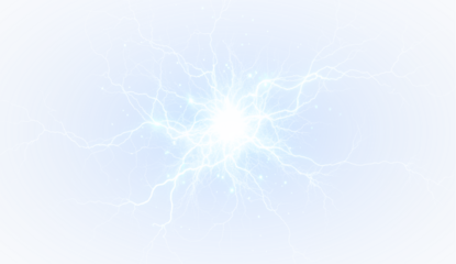 Electric Lightning PNG with Blue Background Overlay on transparent background