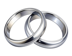  - Interlocked Silver Wedding Rings Illustration, Symbol of Unity, Transparent PNG