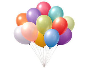  - Colorful Floating Balloons Cluster Overlay, Soft Glow Effect, Transparent PNG Clipart 