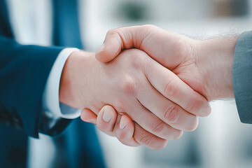 Close-up of a business handshake, partnership trust, agreement, and cooperation.