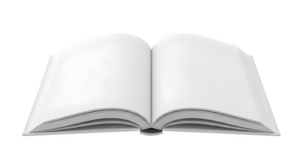 Open book with blank pages for mockup isolated on transparent background
