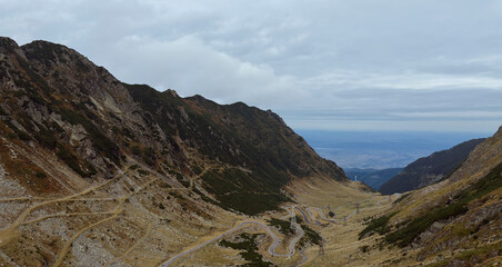 Transfagarasan highway DN7Cб about 2000 meters above sea level. Fagaras mountains, Romania. Autumn, 2025