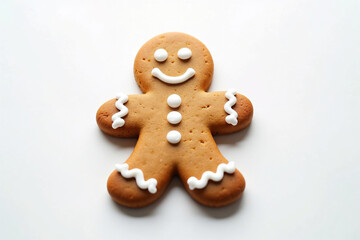 Classic Gingerbread Man Cookie on White Background