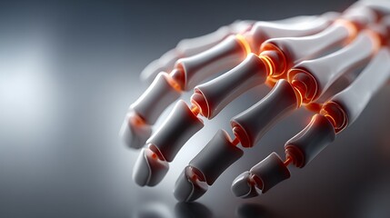 Medical illustration shows hand affected by rheumatoid arthritis inflammation
