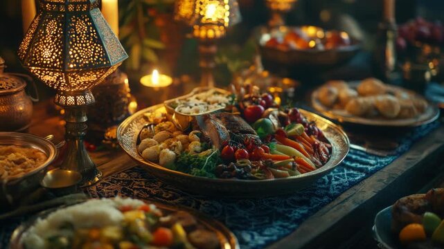 An extravagant table setting with medieval food and drinkware