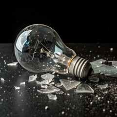 light bulb on black background