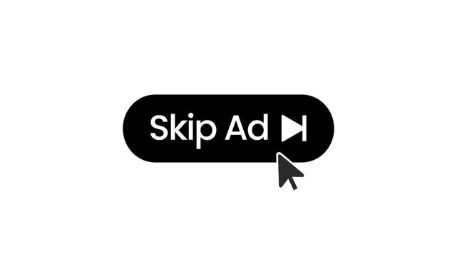 Skip Ad Countdown Button Animation with Cursor Click on white background  Skip Ad Timer UI Button Interaction for Video Editors
