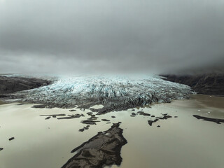 Aerial view of a glacier in Iceland