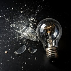 light bulb on black background