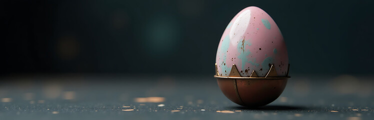 small intricately designed easter explosive device subtle pastel hues set dark ominous