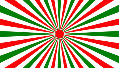 A symmetrical radial burst pattern composed of red white and green stripes with a red dot center. Ai