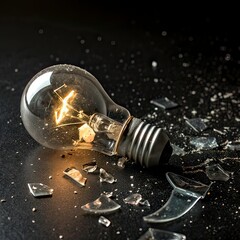 light bulb on black background