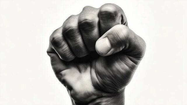 A powerful symbol of resistance or anger expressed through a tightly clenched fist.