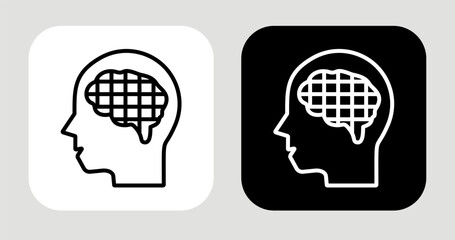 Thought Grid Icon In Black and White Line Style