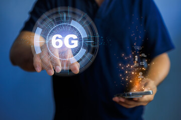 Using future technology to use high-speed internet, 6g network connecting networks around the world, security, safe internet, 5g, future technology, high-speed internet, 6g