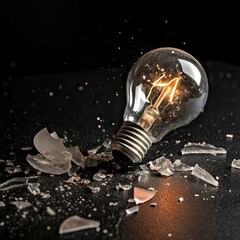 light bulb on black background