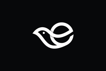 Minimal Letter E Bird Logo on Black Background
