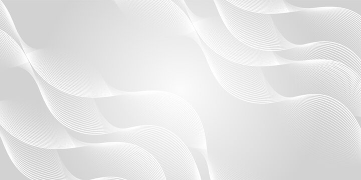 White and gray abstract backround with flowing lines pattern, vector illustration.