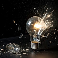 light bulb on black background