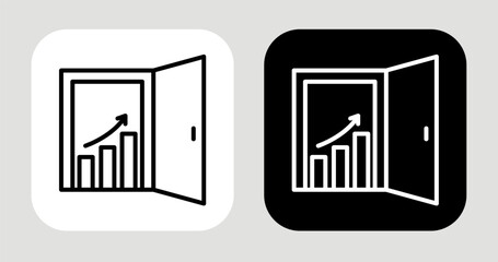 Market Door Icon In Black and White Line Style