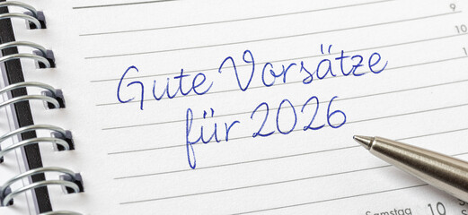 Naklejka premium Eintrag in Terminkalender - Gute Vorsätze für 2026