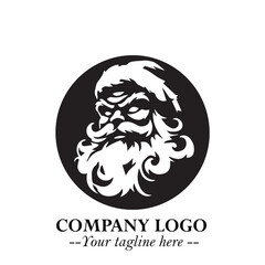 Santa Claus Logo Symbol in Black on White Background for Classic Holiday Branding and Design ArtPlus